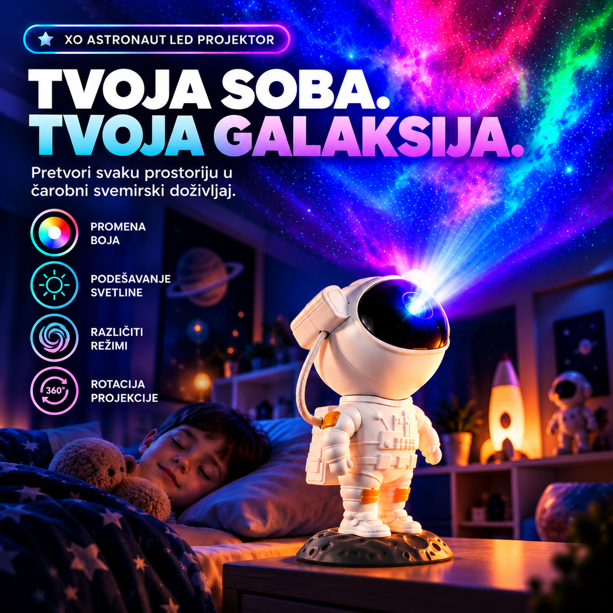 XO ASTRONAUT – LED PROJEKTOR GALAKSIJE